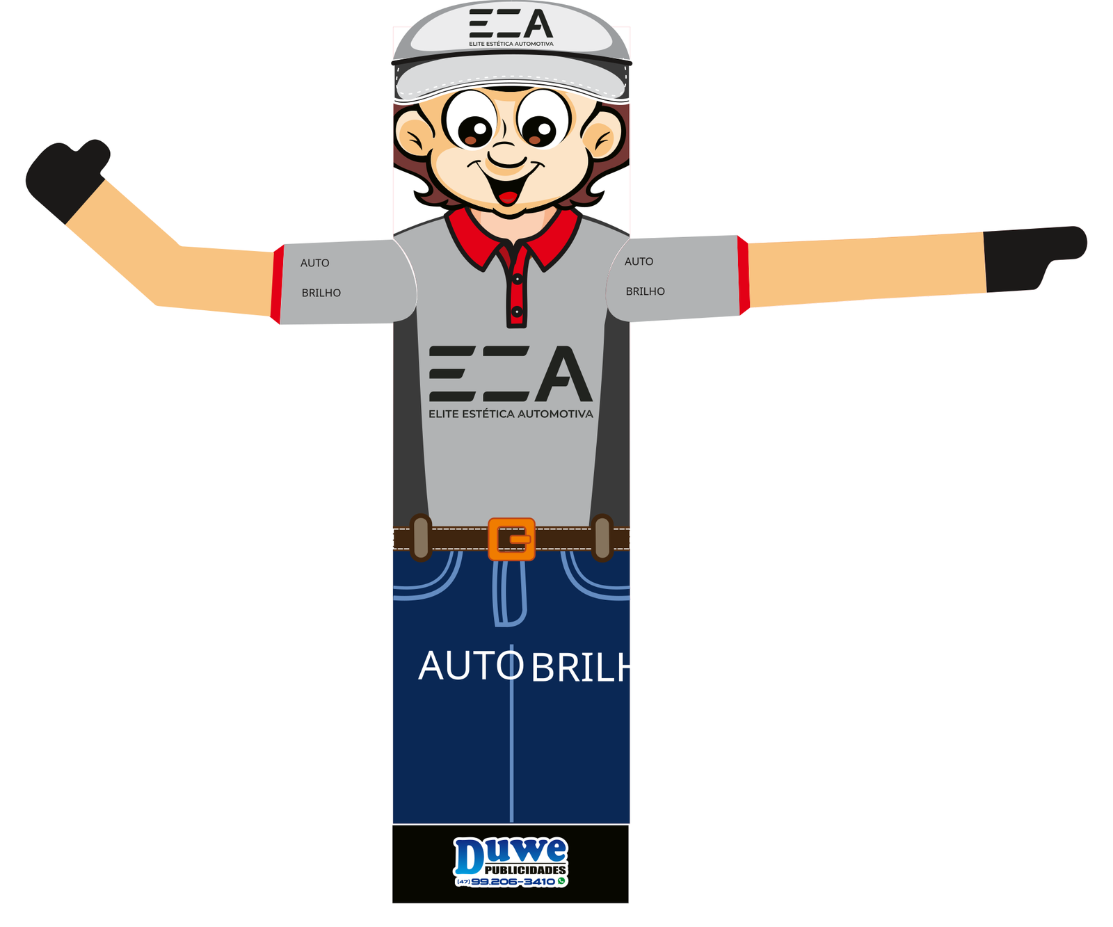 Arte de boneco inflável personalizado para Elite Estética Automotiva