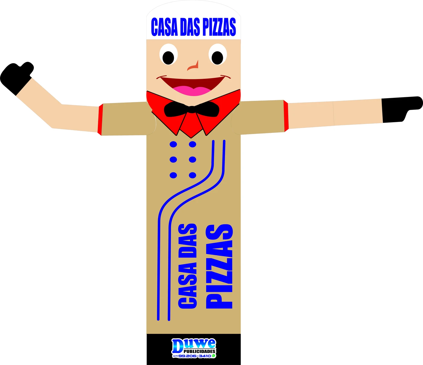 Arte de boneco inflável personalizado para Casa das Pizzas